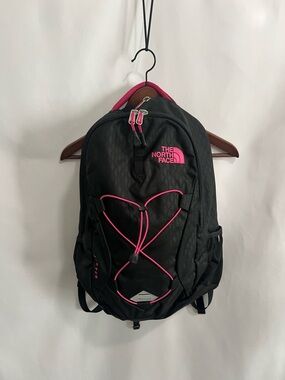 The North Face Black Backpack with Pink Trim